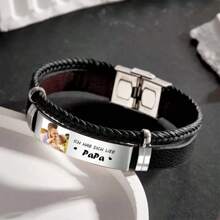 Pulseira de identificação gravada em aço inoxidável personalizável para homens, presente de dia dos pais - Pulseira de silicone ajustável, personalizada, à prova d'água, design moderno e moderno; Conjunto de pulseiras para casais com texto fotográfico gravado romântico - ajustável, estilo hip-hop - presente unissex para dia dos namorados, aniversário, festa - elegante e personalizado, pulseira de silicone