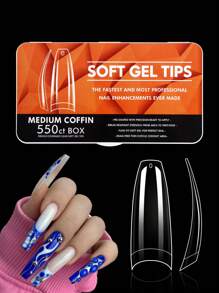 550 stuks/doos Transparante Ultra- Stiletto/Cofiin/Vierkante/Amandel/Ovale Nageltips Kunstnageltips Voor Nail Art Supplies