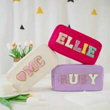 Personalized Monogram Travel Makeup Bag, Nylon Patch Toiletry Pouch, DIY Gift Handbag - Multicolor - View 3