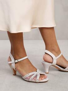Where’s That From FRIDA DIAMANTE MESH STRAPPY HEEL - White Glitter - View 1