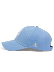 1pc Adjustable Gothic Letter Embroidery Baseball Cap For Men, Outdoor Sun Protection Casual Hat For Spring/Autumn Travel, Beach, Party - Baby Blue - View 3