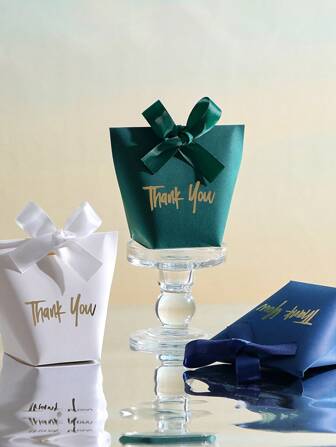 10 High-End Paper Gift Boxes, Elegant Golden Thank You Text, And Exquisite Ribbons, Perfect For Daily Gifts, Wedding Small Gift Packaging, Party Gift Boxes, Holiday Gifts, Etc.,