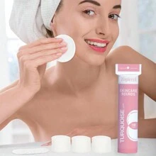 Zepirrcl SHEIN X Milania 100/300pcs Disposable Premium Round Makeup Remover Pads, Soft Skin-Friendly Cleansing Pads Suitable For All Skin Types, Face Makeup, Cleaning, Skincare Tool, 6*6cm Portable Size