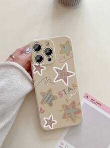 1pc Beige Frosted Star Edged Magic Cube Phone Case Compatible With Iphone 16, Compatible With Redmi, Compatible With VIVO, Compatible With OPPO - Beige - View 1