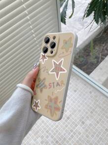 1pc Beige Frosted Star Edged Magic Cube Phone Case Compatible With Iphone 16, Compatible With Redmi, Compatible With VIVO, Compatible With OPPO - Beige - View 2