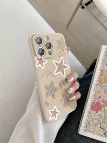 1pc Beige Frosted Star Edged Magic Cube Phone Case Compatible With Iphone 16, Compatible With Redmi, Compatible With VIVO, Compatible With OPPO - Beige - View 6