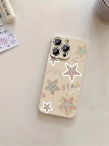 1pc Beige Frosted Star Edged Magic Cube Phone Case Compatible With Iphone 16, Compatible With Redmi, Compatible With VIVO, Compatible With OPPO - Beige - View 4