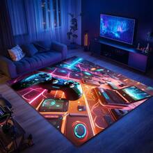 1pc Colorful & Stylish Gaming Themed Area Rug, Interesting Cartoon INS Inspired Rectangle Soft Anti-Slip Carpet, Suitable For Outdoor, Entryway, Living Room, Bedroom, Laundry Room, Bathroom, Game Room, Machine Washable, Household Decoration