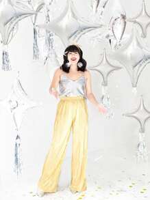 14 件银色星形铝箔气球套装，包括 10 英寸和 26 英寸方形星形铝箔气球，适用于生日派对、订婚婚礼装饰、返校情人节 - 銀色 - 查看 5