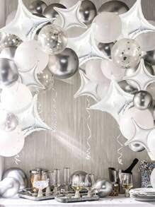 14 件银色星形铝箔气球套装，包括 10 英寸和 26 英寸方形星形铝箔气球，适用于生日派对、订婚婚礼装饰、返校情人节 - 銀色 - 查看 7