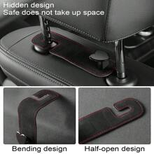 1/2 件汽车座椅头枕挂钩，通用汽车内饰悬挂式后排后座绒面革支架，黑色多功能汽车紧固件挂钩收纳整理器车载工具配件适用于手提包钱包外套