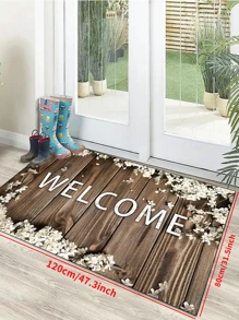 1pc 'Blue Background, Colored Eggs, Grass Leaf Border, Easter' Doormat, Indoor Mat, Throw Rug, Creative Door Mat, Entryway Themed Mat, Home Decor, Non-Slip Floor Rug Mat, Bedroom Accessories, Photo Props, Outdoor Decor, Throw Rug, Area Rug, Gift