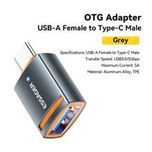 ESSAGER Adattatore OTG 5A, da USB a Type C, convertitore USB, trasmissione ad alta velocità a 5Gbps, per telefono cellulare e computer