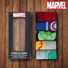 Marvel Spiderman Socks 5 Pack Gift Calf Length Avengers Iron Man Thor Breathable Sports Casual Work - Multicolor - View 2