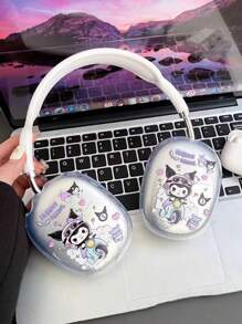 Sanrio 1 Pair Cute Cartoon Transparent Demon Bike Pattern Protective Case Compatible With Airpods Max, Soft Rubber Earmuffs Cover (Earphones Not Included)