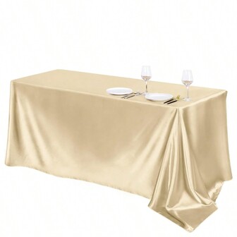 102" X 58" (259.0 X 147.2 Cm) Satin Finish Rectangular Tablecloth, Lustrous Fabric Tablecloth Suitable For Wedding, Banquet, Party Events (Champagne, Rose Gold, White)