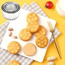 Juego de 3 cortadores de masa de acero inoxidable para empanadillas, cortadores redondos de galletas y repostería, herramientas de cocina esenciales para masa, restaurantes y envasado - Plateado - Ver 7