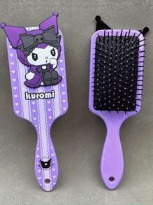 Sanrio 1 pezzo Pettine con cuscinetto d'aria, Pettine decorativo con Kuromi a fumetti carino, adatto a tutti i tipi di capelli