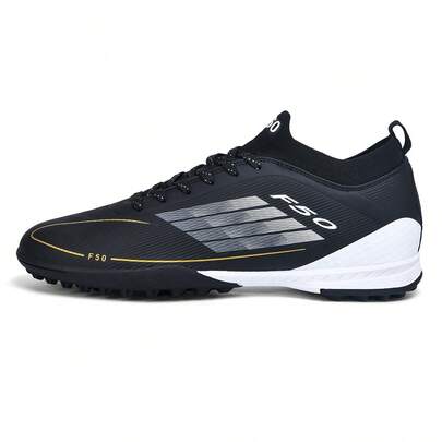 1 双足球鞋，适用于室外人造草坪、室内训练场、专业团队运动鞋、前系带、防滑橡胶鞋底 TF 短钉、轻质高性能设计、流行足球鞋