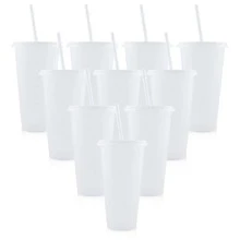 10pcs Reusable Glitter Plastic Cups With Lid And Straws, 24oz Colorful Bulk Party Cups, Cold Travel Cups, Suitable For Ice Drinks, Water, Coffee, Parties, Gatherings, Camping, Water Bottles