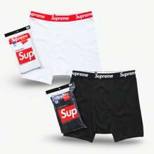 Supreme X Hanes Boxer Briefs (paquete de 4) Ropa interior blanca o negra Ropa de calle acogedora Moda Unisex Adulto - Blanco - Ver 1