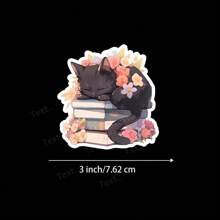 3 Zoll "Katze und Bücher Ästhetik Vinyl Aufkleber - Ideal für Laptops, Wasserfflaschen, Tagebücher und Räume von Buchliebhabern | Großartig für Katzenliebhaber, Leser und Liebhaber der gemütlichen Atmosphäre | Perfektes Geschenk für Freunde, Bücherwürmer und Tierbesitzer | Süßer und herzlicher Aufkleber für Katzenliebhaber und buchthematische Dekoration"