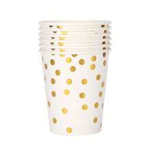 10pcs White And Gold Birthday Party Supplies Disposable Happy Birthday Tableware Set Golden Birthday Paper Plates Napkins Dinnerware For Birthday Party Table Decorations - Multicolor - View 13