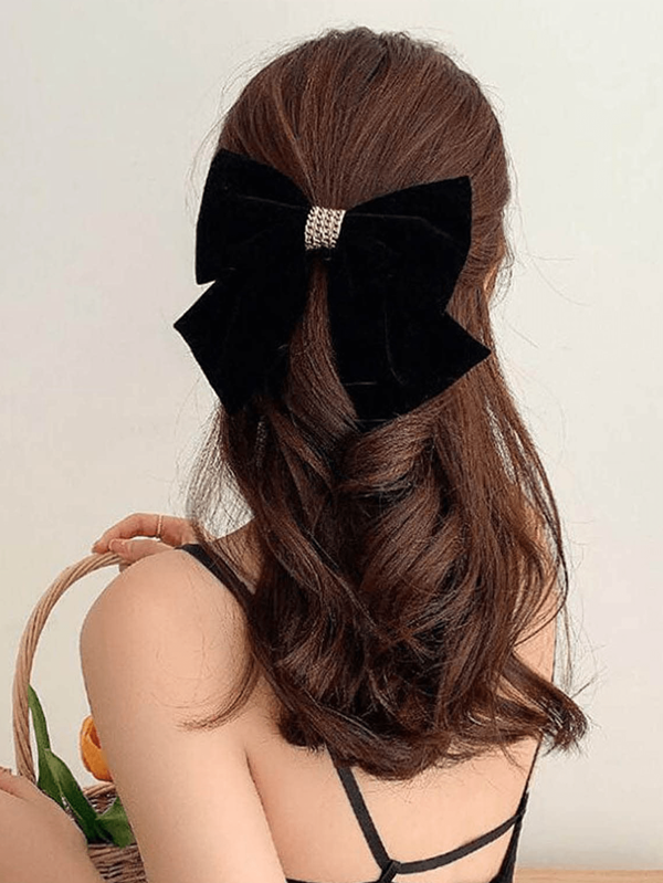 1pc Long Velvet Hair Bow Black Bow Hairpin Ribbon Velvet Hairpin Big Bow Hairpin Hairpin Velvet Bow Hairpin Headpiece Ladies Hairstyle Valentine's Day Accessories Valentines Hair Clips Claw Clips Hair Claws Hair Slide Hair Barrettes, School Stuff