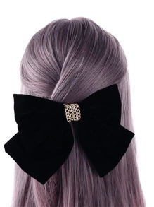 1pc Long Velvet Hair Bow Black Bow Hairpin Ribbon Velvet Hairpin Big Bow Hairpin Hairpin Velvet Bow Hairpin Headpiece Ladies Hairstyle Valentine's Day Accessories Valentines Hair Clips Claw Clips Hair Claws Hair Slide Hair Barrettes, School Stuff, Hair Accessories - Black a - View 3