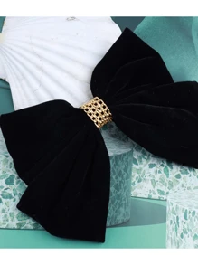 1pc Long Velvet Hair Bow Black Bow Hairpin Ribbon Velvet Hairpin Big Bow Hairpin Hairpin Velvet Bow Hairpin Headpiece Ladies Hairstyle Valentine's Day Accessories Valentines Hair Clips Claw Clips Hair Claws Hair Slide Hair Barrettes, School Stuff, Hair Accessories - Black a - View 5