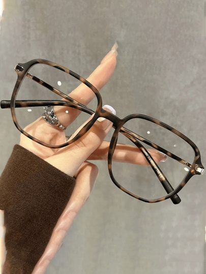 1 Pair Women's Retro Large Frame Fashion Glasses, Suitable For Daily Outfit, Party Decoration, Computer Office, Gaming