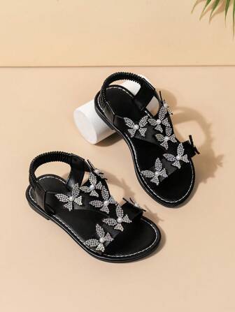 一双漂亮时尚儿童凉鞋蝴蝶珍珠凉鞋弹力凉鞋2025新款儿童时尚凉鞋软底合脚拖鞋适合儿童凉鞋