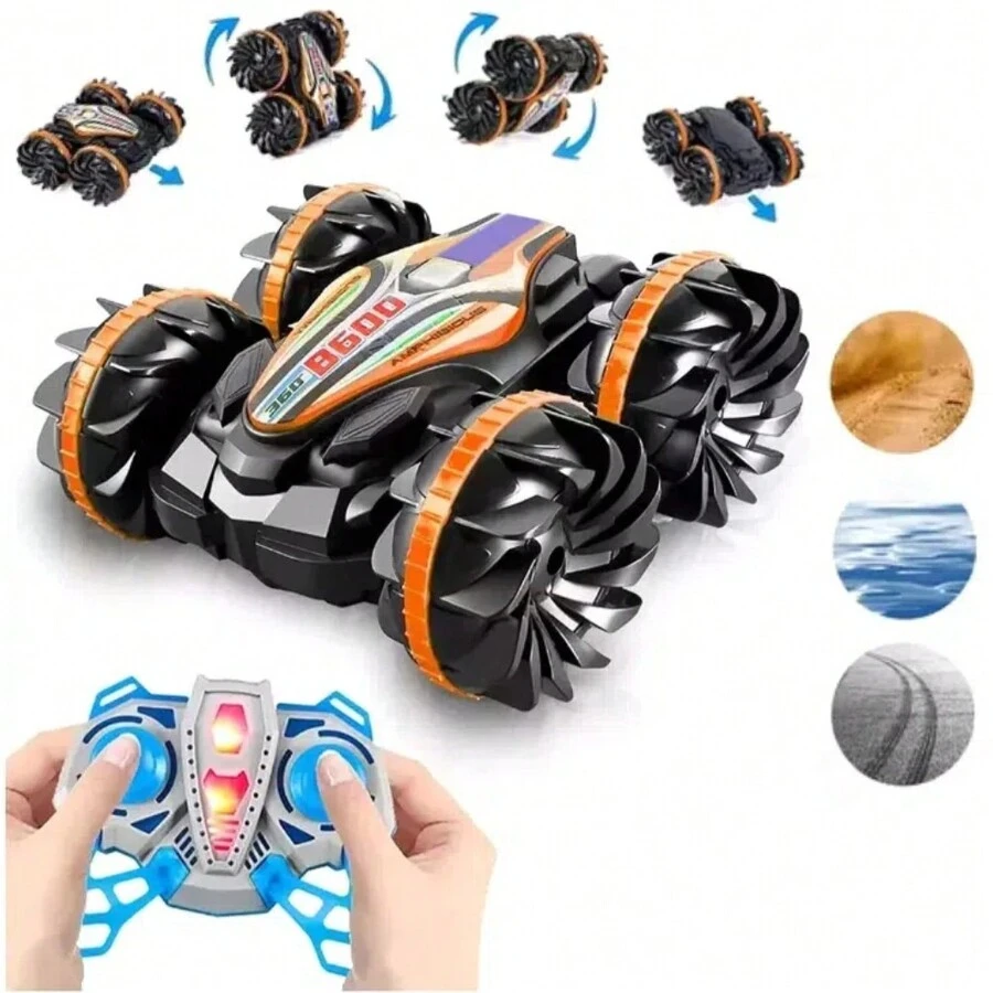 Coche de control remoto de juguete anfibio para niños, juguete interactivo entre padres e hijos - Naranja - Ver 1