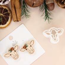 1 件装牛聚合物粘土切割器、用于制作耳环的动物粘土切割器、牛粘土耳环切割器、用于聚合物粘土首饰的草食动物粘土切割器、首饰制作套件 - 白色 - 查看 4