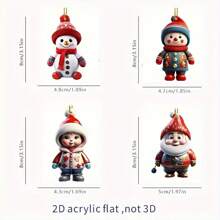 1 Set süße 2D Acryl Weihnachtsmann & Schneemann Cartoon Hängedekoration, mit goldenem Faden, geeignet für Weihnachtsbaum, Auto, Rucksack, Schlüsselanhänger, Feiertags-Party Dekoration, Mall Dekoration, Fensterausstellung, einfach aufzuhängen, lustiges Weihnachts- & Neujahrgeschenk (nicht 3D)