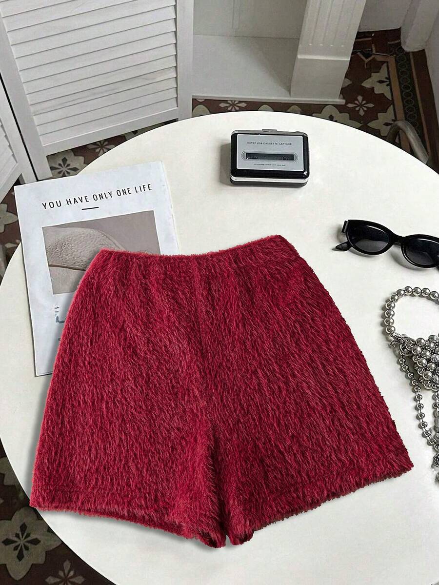 Europejskie i amerykańskie spodenki z wysokim stanem i obcisłym, dopasowanym pluszem, dzianinowe, luźne, sportowe spodenki do jogi