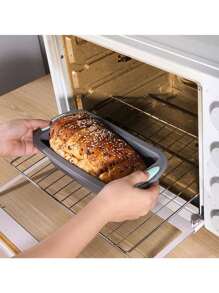 1 pieza Molde de silicona gris para pastel de gasa rectangular redondo resistente a altas temperaturas Bandeja de horneado Juego de moldes para pan tostado y donas - Gris - Ver 4