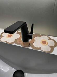 1 pièce Design Fleur diatomite Robinet Tapis Absorbant Pour Lavage Des Mains Lavabo , Cuisine Lavabo , Salle De Bain Lavabo , Anti-Éclaboussures Et