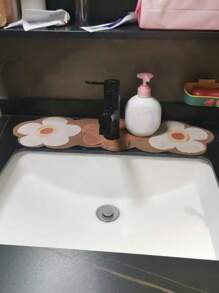 1 pièce Design Fleur diatomite Robinet Tapis Absorbant Pour Lavage Des Mains Lavabo , Cuisine Lavabo , Salle De Bain Lavabo , Anti-Éclaboussures Et