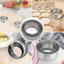 Juego de 3 cortadores de masa de acero inoxidable para empanadillas, cortadores redondos de galletas y repostería, herramientas de cocina esenciales para masa, restaurantes y envasado - Plateado - Ver 2