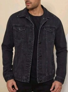 Men's Twill Denim Jacket - Black - View 2