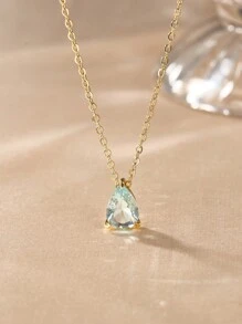 18K 不锈钢水滴形项链，镶嵌锆石，适合 12 月诞生石，时尚优雅 - 項鍊 - 查看 5