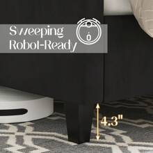Cama con plataforma tapizada y respaldo alto, terciopelo capitoné con botones profundos, no necesita somier, fácil montaje - Negro - Ver 7