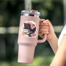 3 Zoll "Katze und Bücher Ästhetik Vinyl Aufkleber - Ideal für Laptops, Wasserfflaschen, Tagebücher und Räume von Buchliebhabern | Großartig für Katzenliebhaber, Leser und Liebhaber der gemütlichen Atmosphäre | Perfektes Geschenk für Freunde, Bücherwürmer und Tierbesitzer | Süßer und herzlicher Aufkleber für Katzenliebhaber und buchthematische Dekoration"