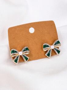 1 Pair 18K Gold Plated Stainless Steel Black Bow Adjustable Spring Hoop Earrings, Fashionable French Style Suitable For Party, Dating, Office Wear - Bow - View 14