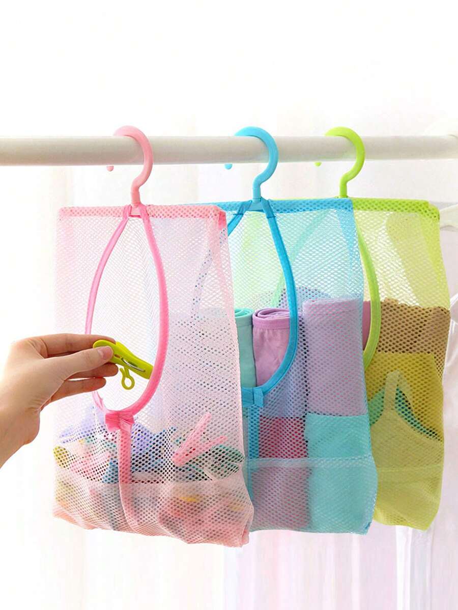 1/2pcs Hanging Mesh Storage Bag, Multi-Functional Clip Organizer Bag, Kitchen/Bathroom Hanging Storage Bag For Drying And Organizing, Kitchen/Bathroom Accessories, Home Organization, Drawer/Wardrobe Organizer Bag, Closet Storage Bag, Quilted Bag, Under Bed Storage Box