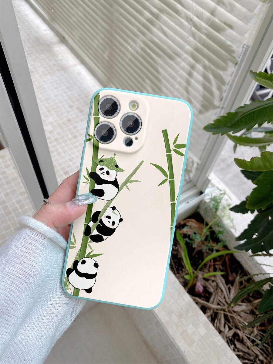 1 carcasă de telefon mată cu design drăguț cu panda, mentă, compatibilă cu 16/Redmi/VIVO/OPPO