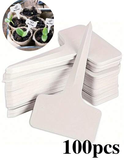 100pcs Reusable T-Shape Garden Tags - Durable Waterproof Plastic Plant Labels, Suitable For Outdoor & Indoor Garden, Nursery, Farm - Easy To Write, Weather Resistant