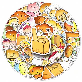50/100 件可爱卡通面包人贴纸美学贴纸适用于剪贴簿日记水瓶笔记本电脑、剪贴簿用品套件、防水乙烯基子弹垃圾日记贴纸适合成人