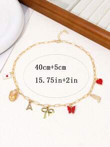 1 pieza Colgante de collar con letras, moños, corazones, mariposas y botas encantadores para mujeres, adecuado para uso diario, citas, fiestas, festivales de música como regalo del Día de la Madre